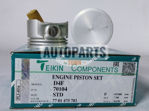 Поршень із пальцем STD (к-кт на двигун) Renault D4F Kangoo, Clio 1.2 16v